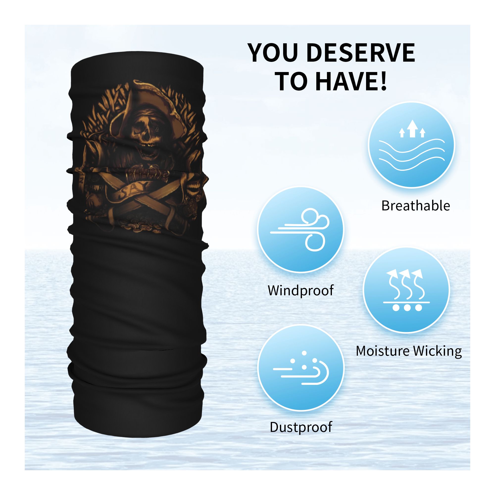 Custom Never Say Die Pirate Sk - Neck Gaiter Face Cover recension och pris
